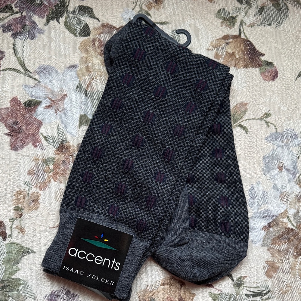 Gray, Navy, and Purple Dot Patterned Socks